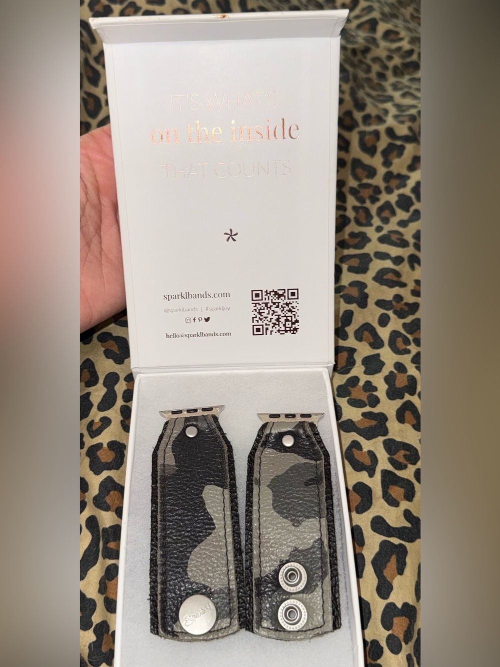 Spark*l Sparkle Kalees Camo Band Leather Apple Watch Band Size Med/Large Leather
